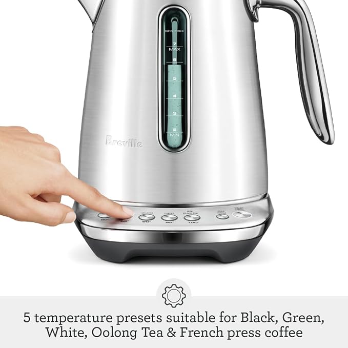 Breville BKE845BST Smart Kettle Luxe Water Heater, 7 Cup, Black Stainless Steel