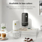 Portable Electric Coffee Grinder Portable USB-C Rechargeable - Compact & Lightweight for Travel, Camping, Home Use, Black/White Design (60, Black, one size fits all)