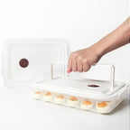 Newness Deviled Egg Containers with Lid, (Set of 2), Plastic Deviled Egg Carrier with Handle for 48 Eggs, Clear Storage Devil Egg Platter, Fridge Portable Egg Tray, Perfect for Picnic and Party