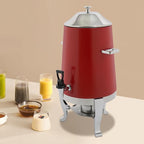 Coffee Urn with Fuel Holder 3.5 Gal/13L, Stainless Steel Beverage Dispenser Hot Drink Dispenser with Stand, Tea Water Coffee Chafer Urn for Parties Buffet Catering Commercial Home (Silver, Red)