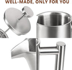 French Press 34 OZ, Durable Stainless Steel French Press Coffee Maker, Double-Wall Insulated Coffee Presses for Travel Camping Tea, Easy to Use, Dishwasher Safe (Silver Matte)