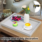 20x20 Inch Rectangular Ottoman Tray | Textured PU Leather, Waterproof & Heat-Resistant Storage for Coffee/Dining Tables, Sofa, Bed, Entertainment & Party (Tranquil Beige, 20 * 20in)