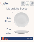 8.5 inch Salad Plate Set of 6, Lightweight Opal Glass Round White Plates for Appetizer Dessert Kitchen, Dishwasher and Microwave Safe