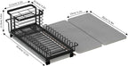 YIGII Dish Drying Rack with 3 X Diatomite Dish Mat- Expandable Dish Drainer for Kitchen in Sink/Countertop Dry Rack, Fast Drying Stone Mat, Dish Rack with Utensil Holder, 5.4”W x 12.1”-18.9”L