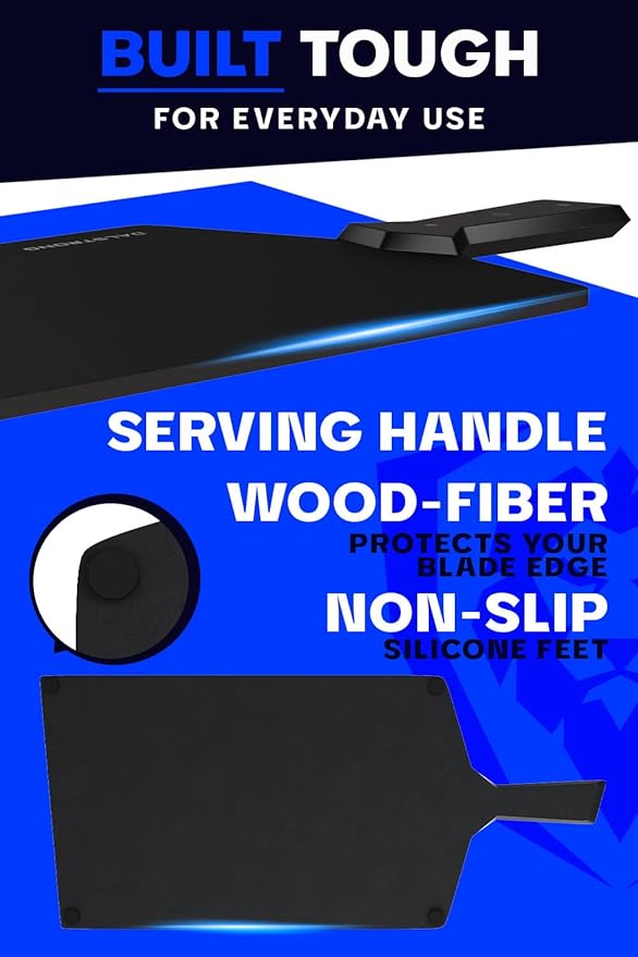 Dalstrong Cutting & Serving Board-Giftable Black Wood-Fibre Cutting Board-Non-Slip-The Infinity Series-G10 Handle-Obsidian Black-Large Size (10" x 16")
