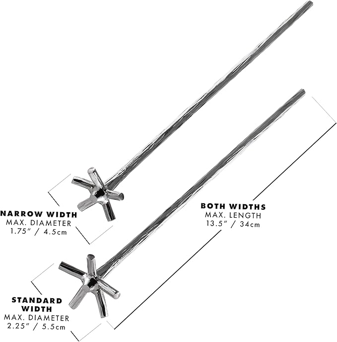 Piña Barware Swizzle Stick Stirrer - Stainless Steel with Handmade Wood-Grain Finish (Narrow Width, 6-Pack/Commercial Bar Pack)