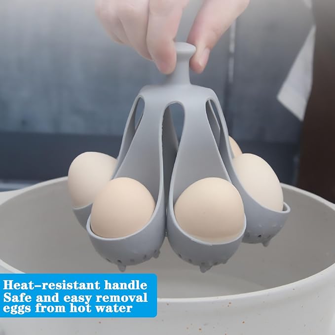 Egg Poacher,Egg Cooker for Making Soft or Hard Boiled Eggs,Poached Egg Brackets for Easy Cooking (6 egg)
