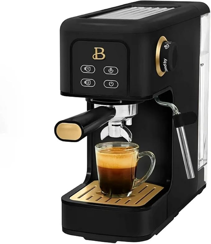 Beautiful 20-Bar Slim Espresso Machine | Single & Double Shot Programmable Brewing, Compact 4.7-in Width, Stainless Cup Warmer, Auto Shut-Off, 50 oz Tank (Black Sesame)