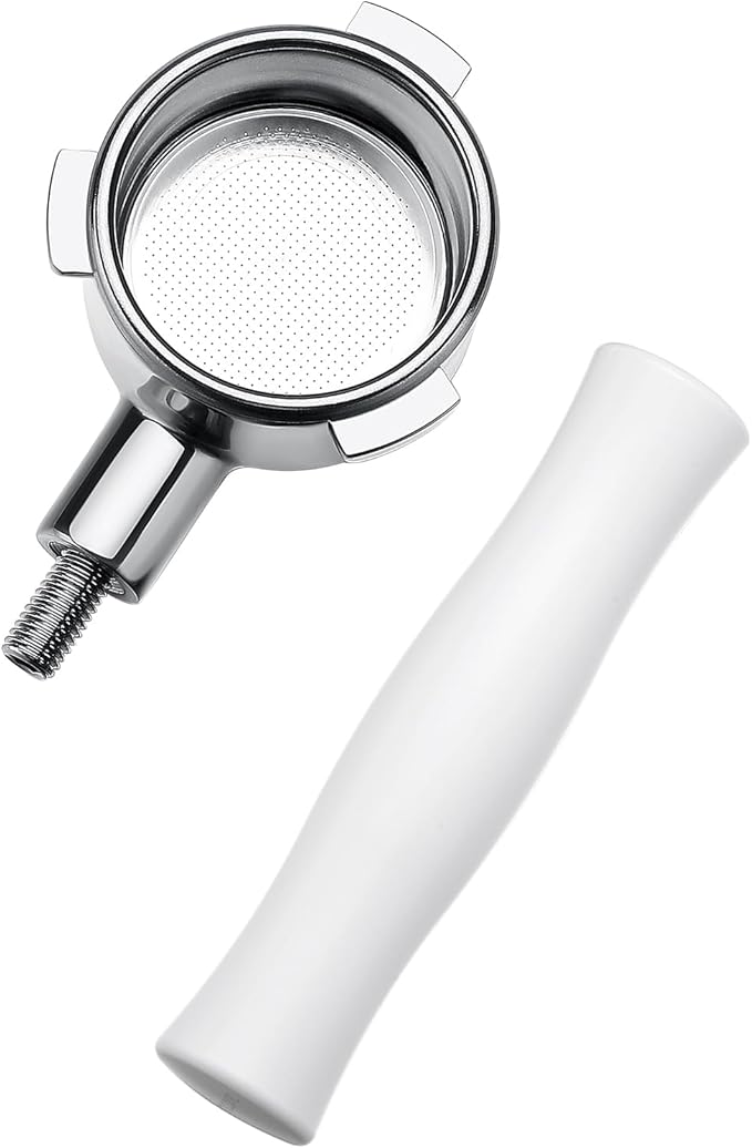 Normcore 54mm Bottomless Portafilter Fits Breville Sage Barista Express Machines, Barista-Grade Naked Espresso Tool, Included 18g Filter Basket, Anodized Aluminum Handle, White