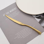 Luxury 18/10 Stainless Steel Matte Champagne gold Cutlery Flatware Set - Utensil Set Steak Spoons and Forks Knife Silverware Set,Service for 4 (24-Piece)