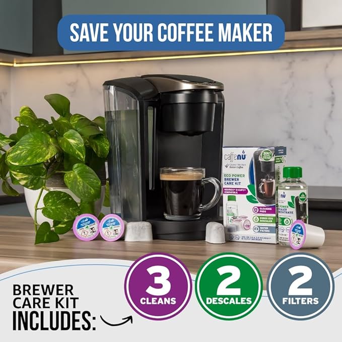 Keurig Compatible Descaling Solution Cleaner and Descaler Kit. 2 Uses Descaling Solution, 3 Cleaning Pods and 2 Filter Replacement. 3 Months Maintenance Kit. For Keurig 1.0 & 2.0