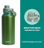 32oz Water Bottle with Comfort Grip Handle, Gym Water Bottle, Insulated Steel Water Bottle with Wide Mouth, No Straw