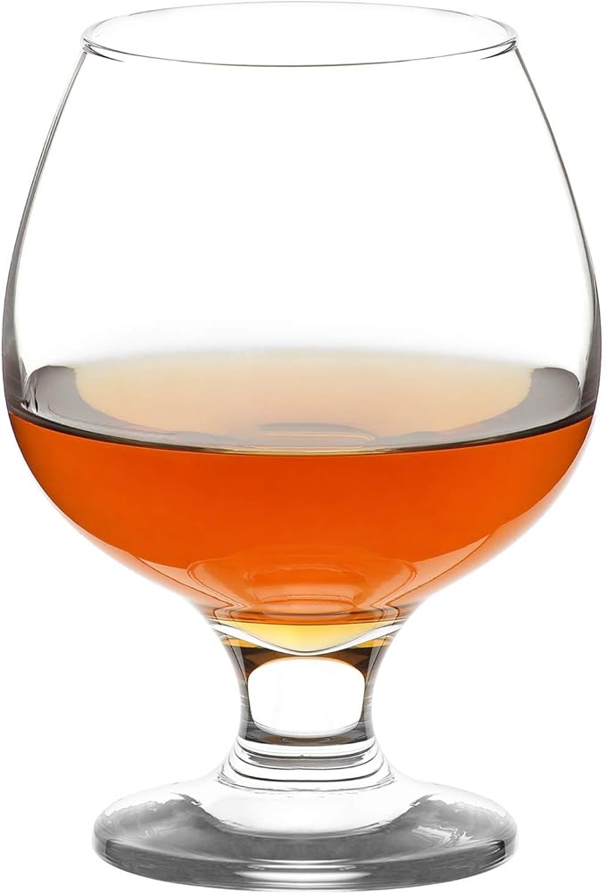 LAV Brandy Snifters Glass Set | Dishwasher Safe, Short Stem Balloon Glasses, Glass Goblets for Spirits, Bourbon Whiskey, Cognac, Scotch, Beer Tasting Glasses | 13.25 oz | Set of 6