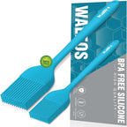 Walfos Silicone Basting Pastry Brush, Heat Resistant Pastry Brush Set, Strong Steel Core and One-Pieces Design, Perfect for BBQ Grill Baking Kitchen Cooking, BPA Free and Dishwasher Safe, 2 Pcs (Blue)