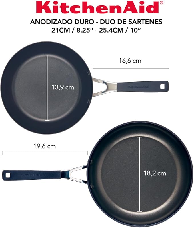 KitchenAid Hard Anodized Nonstick Frying Pans/Skillet Set, 8.25 Inch and 10 Inch, Onyx Black