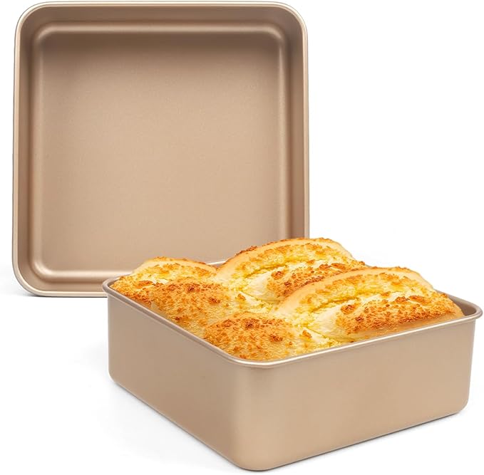 Brownie Pan, 2 Pack Square Baking Pan Square Cake Pan Non Stick Baking Pans, Small Baking Pans Deep Baking Pan For Toaster Oven, Bakeware For Cakes, Cookies & Breads (8 Inches)