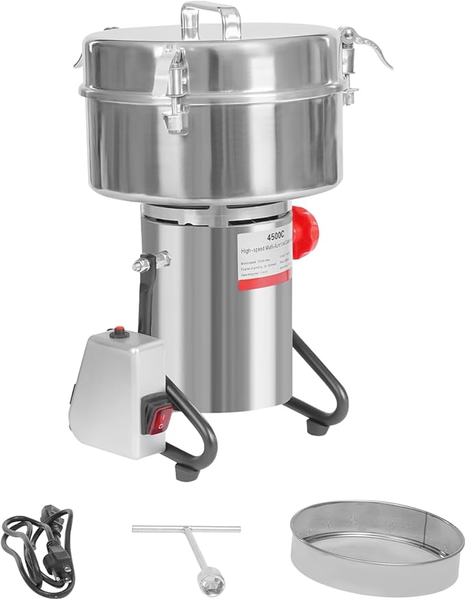 Electric Grain Mill Grinder, 4500g/9.92lb High-speed 30000r/min Food Grinder, 110V 5000W Countertop Grain Mill for Dry Spice Herbs Grains Coffee Rice Pepper (4500g)