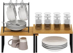 Furinno Ravel Multipurpose Expandable, Stackable Kitchen Counter Shelves, Set of 2, Beech/Black
