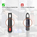 Hotec Silicone Spatula Turner for Nonstick Cookware, Cooking Spatulas 600°F Heat Resistant Large Flexible Rubber Spatula Set of 3, Kitchen Utensils for Flipping Eggs, Burgers, Pancakes, Crepes