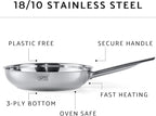 GIPFEL INTERNATIONAL - Tri Ply Stainless Steel Frying Pan Skillet Healthy Cookware - Fry Pans for Induction Gas Electric Stove & Oven Safe (10 inch)