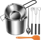 Artcome Double Boiler Melting Pot Set - 600ML/0.6QT Chocolate Melting Pot, 1600ML/1.7QT Stainless Steel Pot, Decorating Spoons, Silicone Spatula and Dipping Tool for Melting Chocolate, Candy, Soap