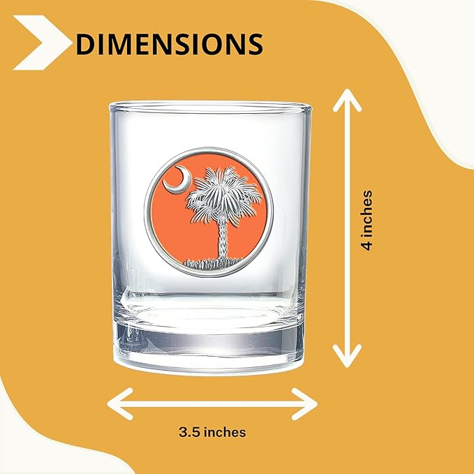 Heritage Pewter Palmetto Double Old Fashion | Double Rocks Glass 14 OZ for Liquor | Expertly Crafted Pewter Glass