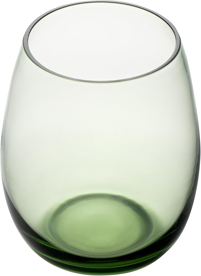 Restaurantware-Vetri 15 Ounce Wine Glasses, 24 Dishwashable Stemless Wine Glasses - No Lead, Durable, Green Glass Cups, For Home, Bar, Or Restaurant, Serve Merlot, Chardonnay, Or Bordeaux