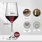 Wine Glasses Set of 6,Long Stem White/Red Wine glasses,14oz Hand Blown Premium Crystal Wine Glass,Gift Packing Burgundy Glasses