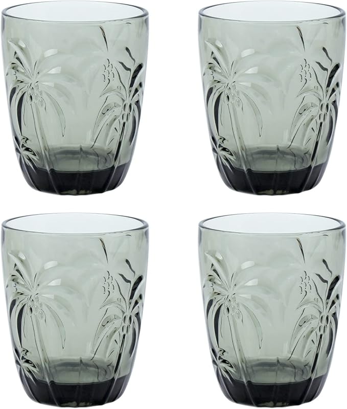 M&N HOME Set of 4 Old Fashioned Drinking Glasses, 9 Oz Cups, Glass Tumblers, Glass Cups, Water Glasses, Juice Glasses, Highball Glasses, Glassware Set - GREY SET