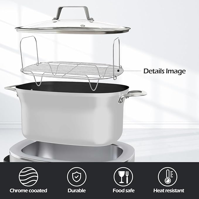 Steam and Roast Rack - Compatible with Ninja Foodi Possible Cooker Pro 8.5 Qt MC1000, MC1001, MC1010 Series Slow Cooker Crock Pot - Chrome Coated Possiblecooker Accessories (Steam Rack)