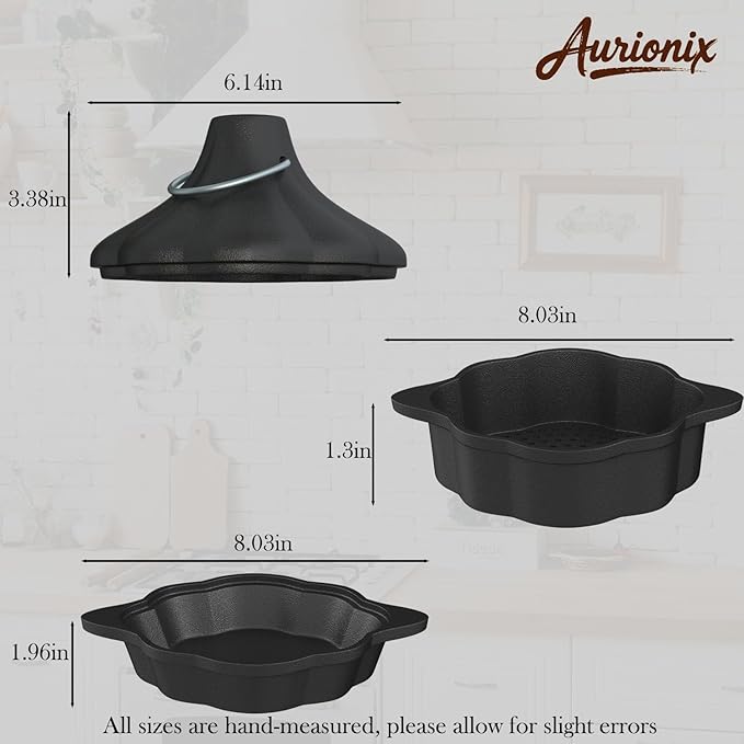 Wood Stove Humidifier + Garlic Roaster Steamer Set, Cast Iron Cookware for Fireplace, Camping, Kitchen - Pre-Seasoned, Heat-Resistant, Eco-Friendly