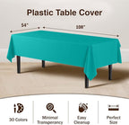 Exquisite Party Solids 12-Pack Premium Plastic Tablecloth 54in. x 108in. Rectangle Table Cover - Teal