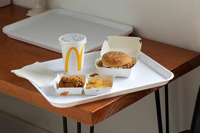 Plastic Cafeteria Trays,Fast Food Serving Trays,13"X17",Set of 6(White)