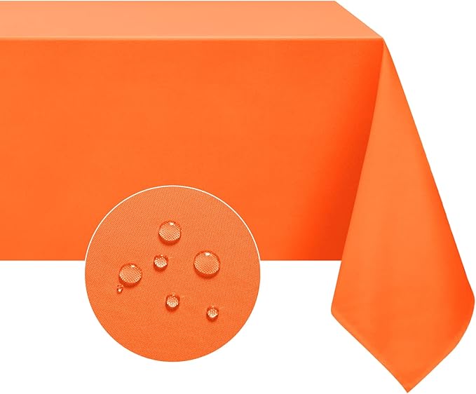 Softalker Rectangle Tablecloth Waterproof & Stain Resistant Table Cloth Wrinkle Free Fabric Washable 210GSM Polyester Table Cover for Dining/Party/Buffet/Wedding (54x54 inch, Orange)