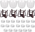 4 Pieces Large Butter Warmers,Butter Warmers for Seafood with 20 Pieces Tealight Candles,Ceramic Butter Warmer Set for Chocolate or Cheese,Fondue- Dishwasher&Microwave Safe,Oven Safe(10.55oz)