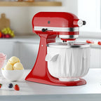 InnoMoon Ice Cream Maker Attachment for KitchenAid Stand Mixer, Compatible for Kitchenaid 4.5QT/5QT/6QT/7QT Stand Mixer, 2-Quart Frozen Yogurt, Sorbet Gelato Maker, Kitchen aid Ice Cream Maker(White)