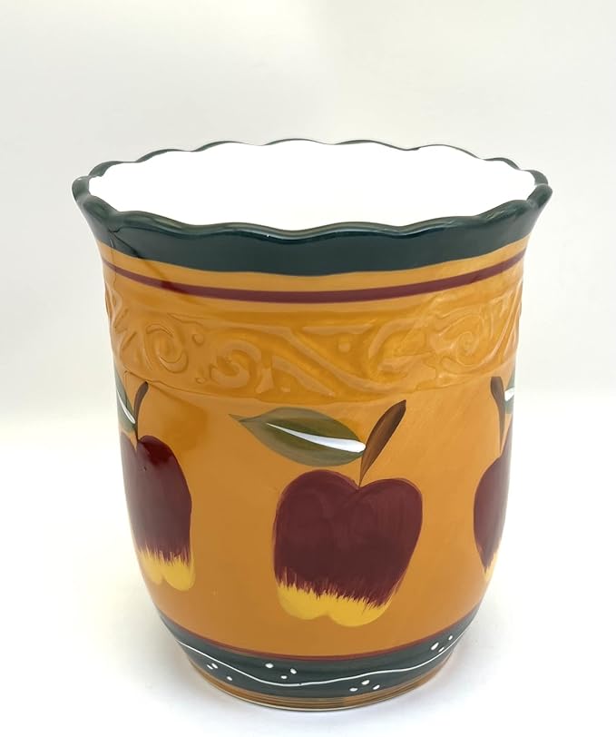 ACK Utensil Holder, Utensil Crock, Modern Kitchen Decor, Kitchen Storage (Country Apple)