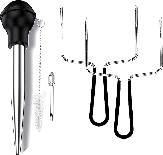 Good Grip Turkey Lifters and Baster Set, 3-Piece Thanksgiving Turkey Serving Set, 2-Prong Poultry Forks, Easily Lift Large Meats