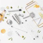 Cocktail Shaker Set with Arcylic Stand, Mixology Bartender Kit for Drink Mixing | Mixology Set with 7 Bar Set Tools Cocktail Kit (Silver)