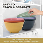 Wheat Straw Bowls, 34 Oz Large Microwave Dishwasher Safe Plastic Cereal Soup Bowls Sets of 8 Reusable, Unbreakable Deep BPA-Free for Ramen Salad Noodle, Multicolor