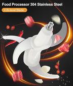 Meat Grinder, 500W Powerful Food Processors, 8Cup Stainless Steel Bowl, 3 Speed Modes 4 Bi-Level Blades for Onion, Meat, Nuts, Fruit, Garlic, Vegetable, Baby Food