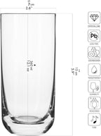 Krosno Long Tall Water Juice Mojito Drinking Glasses, Set of 6 Highball Glasses, 12.1 oz, Glamour Collection, Lead-Free Crystal Glass Drinking Glasses, Water Glasses, Made in Europe