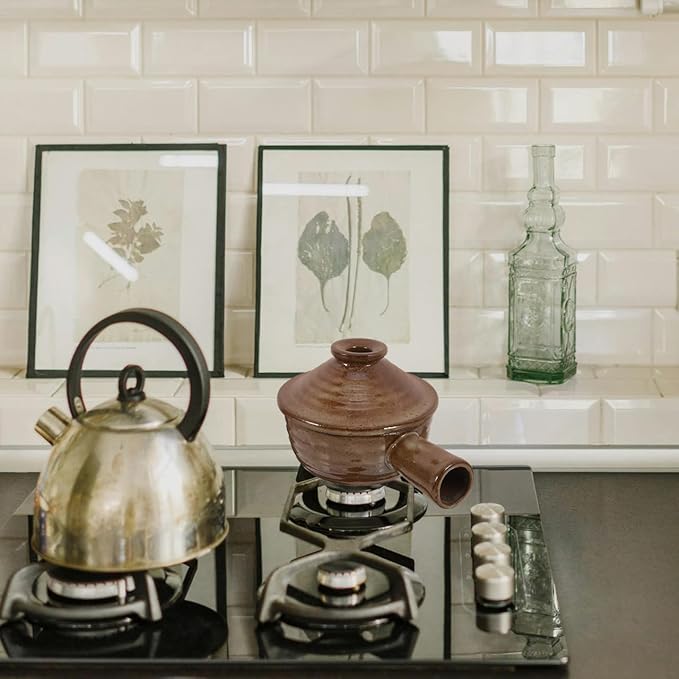 Ceramic Casserole with Lid Microwave Safe Stew Pot for Home Cooking Versatile Clay Cookware for Rice Noodles and More