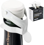 KLOVEO White Champagne Stopper - Made in Italy - Patented Seal - Durable Plastic WAF Bottle Stopper for Sparkling Wine, Prosecco, Cava