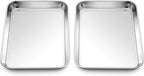 Homikit 2 Pack Baking Sheet, 9 x 7 Inches Stainless Steel Cookie Tray Set for Cooking Toasting, Mini Metal Cookie Toaster Oven Baking Pan Non Stick, Rustproof & Mirror Finish, Dishwasher Safe