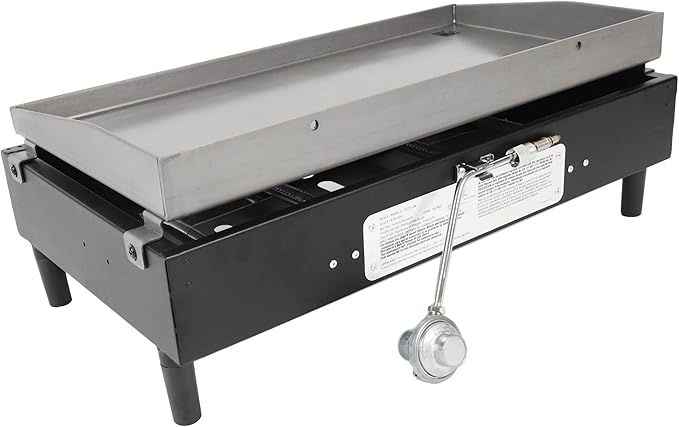 Razor Griddle GGT2130M 25 Inch Outdoor 2 Burner Portable LP Propane Gas Grill Griddle with 318 Square Inch for BBQ Cooking and Frying, Black (Steel)