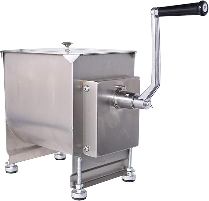 CMI Commercial Tilting Mixer Stainless Steel Manual Meat Mixers with Lid, 35Lb/20L Tilt Tank,(Mixing Maximum 35Lb for Meat),Sausage Mixer Machine Meat Processing Equipment