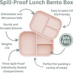 Ali+Oli Silicone Bento Box (Blush) Lunch Box for Kids, Toddlers, Preschoolers & Adults | BPA-Free and Spill-Proof | Ideal for School, and On-the-Go Meals| Perfect for Lunch, Snacks, and Meals