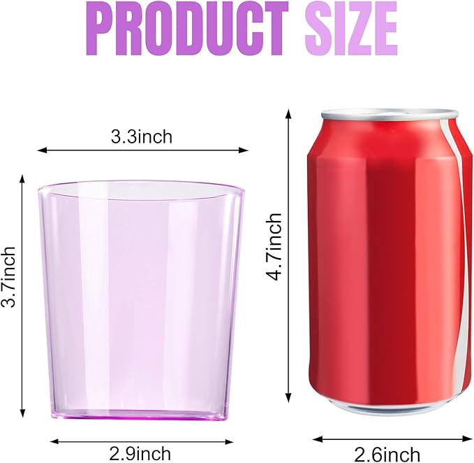 Liacere Plastic Drinking Glasses (Set of 12) 14 oz Purple Plastic Glasses Colors，Kitchen Water Glasses Cup, Bar Tumbler Glassware Set for Beer, Juice, Cocktail, Whiskey, Milk