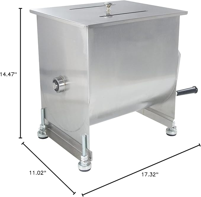 CMI Commercial Tilting Mixer Stainless Steel Manual Meat Mixers with Lid, 35Lb/20L Tilt Tank,(Mixing Maximum 35Lb for Meat),Sausage Mixer Machine Meat Processing Equipment